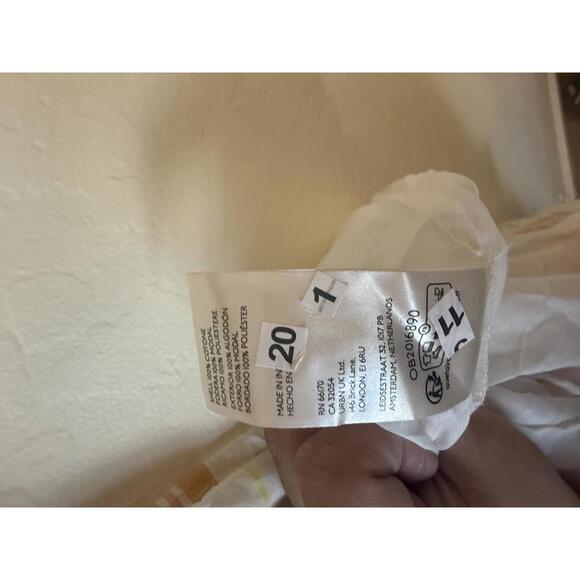 Anthropologie Puff-Sleeve Plaid Eyelet Midi Dress Smocked Waist Yellow M NWOT - Picture 8 of 10